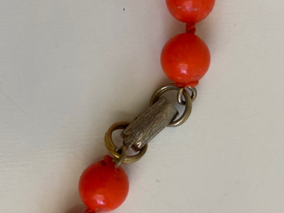 Vintage Orange Large Beaded Necklace 1970s Mod - image 3