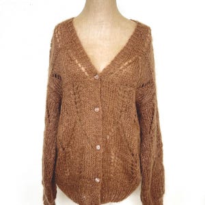 Vintage Brown Mohair Cardigan - Etsy