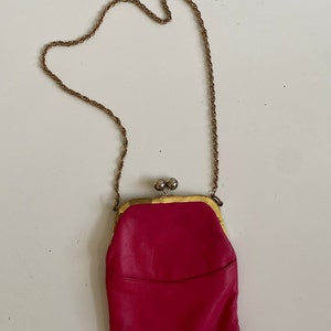 Vintage Hot Pink Shoulder Purse 1960s Mod Chain Strap image 1