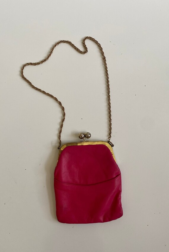 Vintage Hot Pink Shoulder Purse 1960s Mod Chain S… - image 1