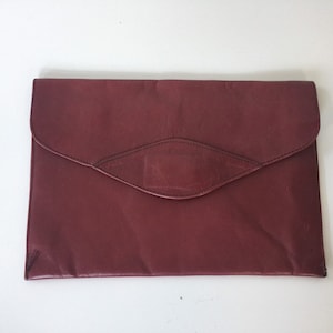 Vintage Red Leather Clutch Purse Handbag Casual