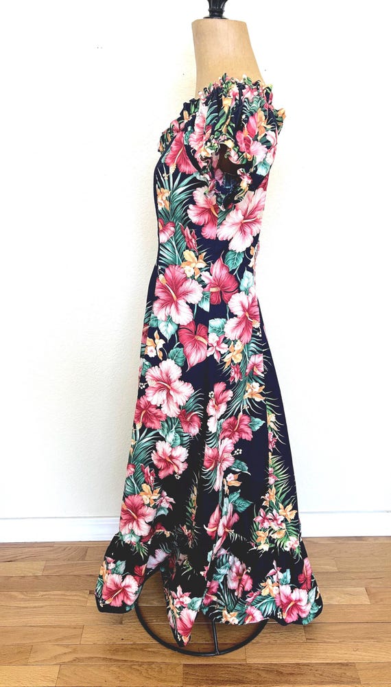 Vintage 1970s 80s Hawaiian Tropical Floral Maxi Dress… - Gem