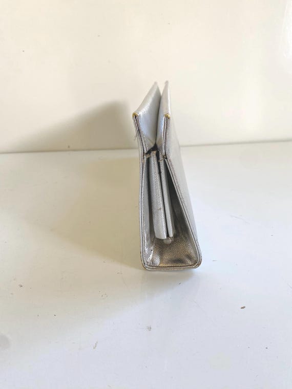 Vintage Silver Lamé Handbag Clutch Bag 1960s - image 3