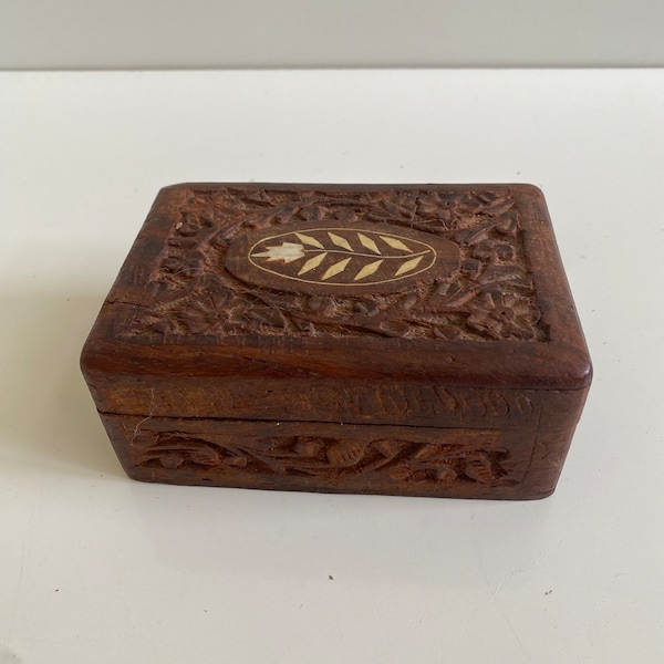 Vintage Indian Carved Wood Box