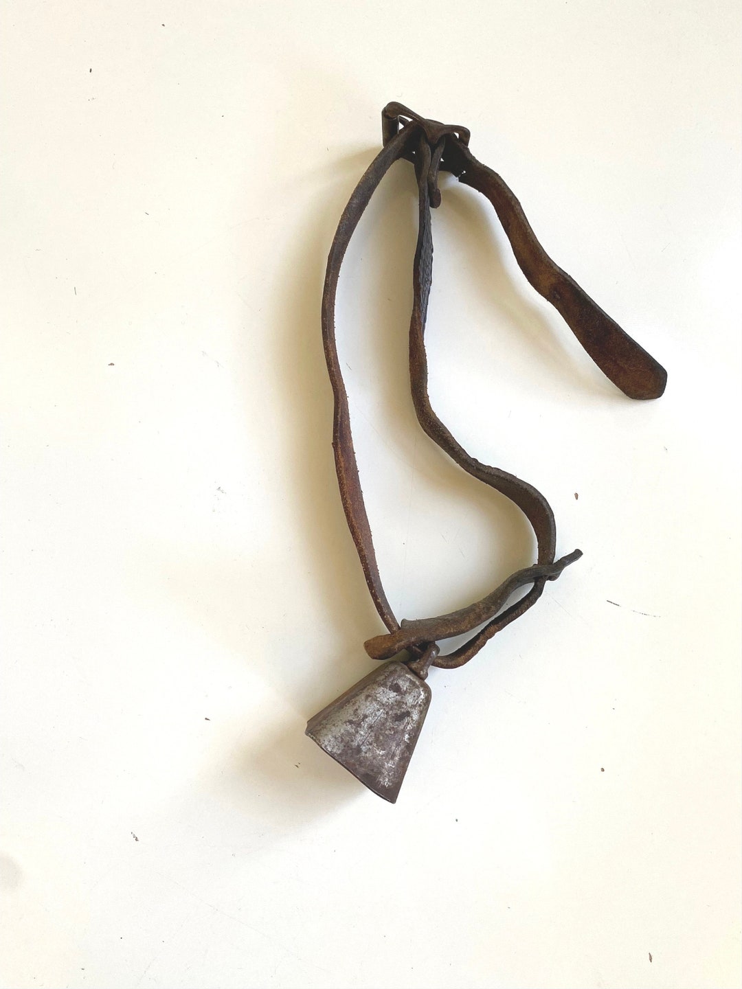Square Rusted Cowbell Vintage Rusted Metal Cowbell Small on Leather Collar - Etsy