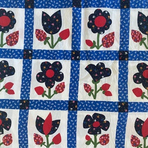 Vintage 1970s Faux Patchwork Fabric Cotton or Cotton Blend