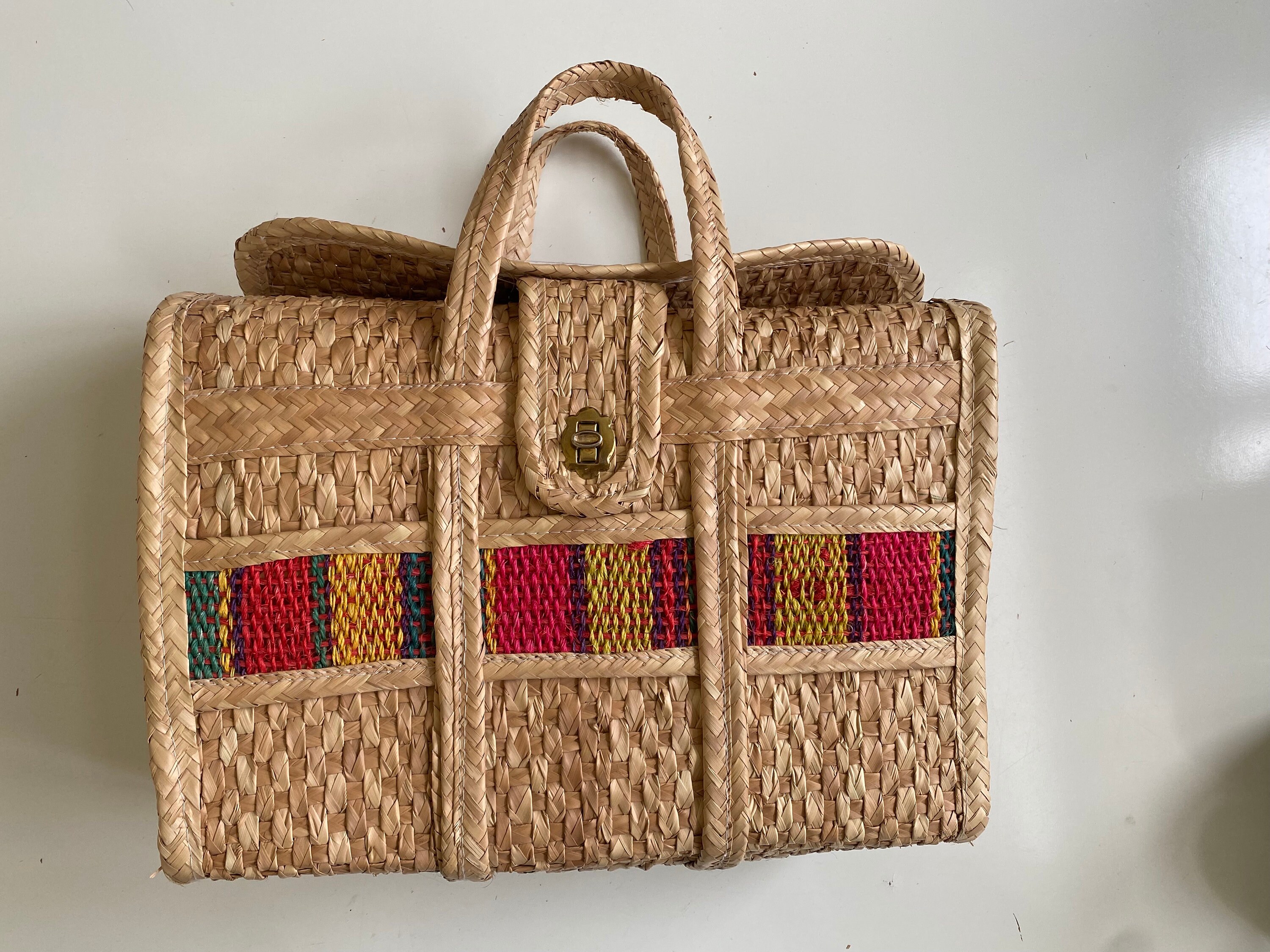 Straw Bag for Women Woven Beach Structured Tote Handmade Crochet Carteras  De Mujer Summer Shoulder Bohemian Hobo Pom Travel
