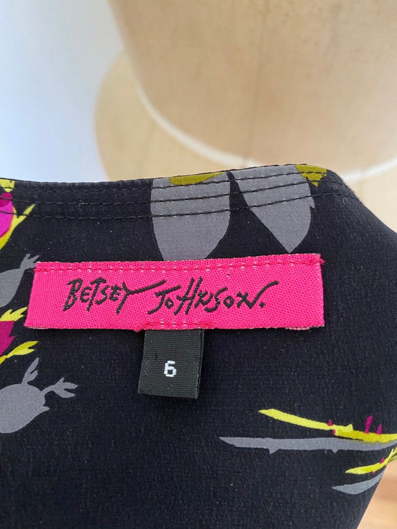 Betsey Johnson Silk Slip Dress Racerback Rose Print Size 4 USA Made image 5