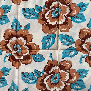 Vintage 1930s 40s 50s Cotton Feed Sack Fabric Floral Print