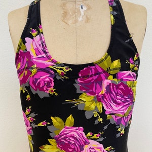 Betsey Johnson Silk Slip Dress Racerback Rose Print Size 4 USA Made image 2
