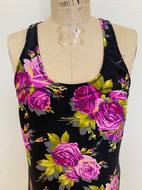 Betsey Johnson Silk Slip Dress Racerback Rose Pri… - image 2