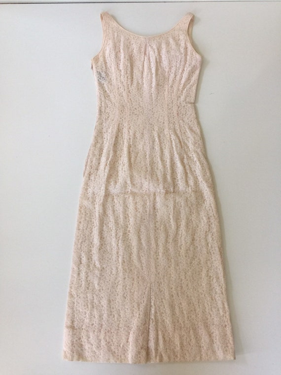 Vintage Lace Wiggle Dress 1950s Off White Small - image 6
