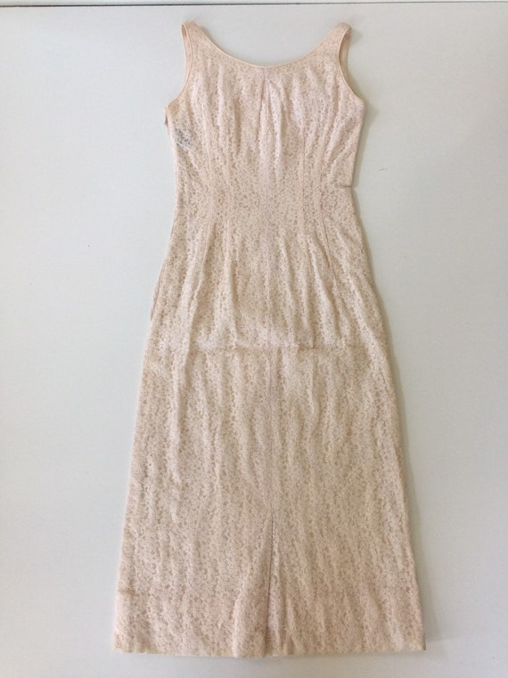 Vintage Lace Wiggle Dress 1950s Off White Small - Gem
