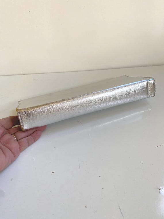 Vintage Silver Lamé Handbag Clutch Bag 1960s - image 7