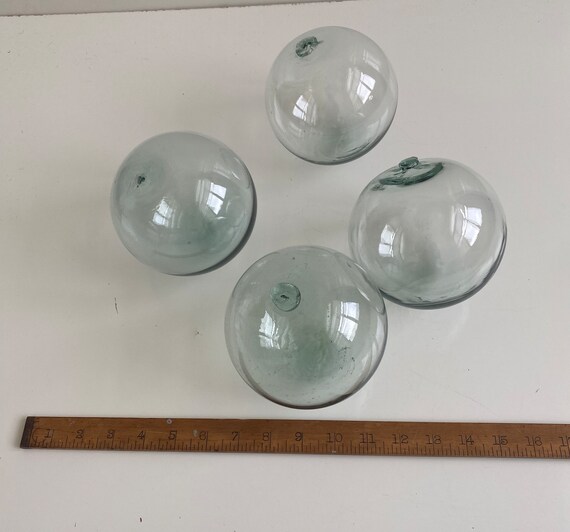 Vintage Clear Japanese Glass Fishing Floats Lot of Four 5 Inch