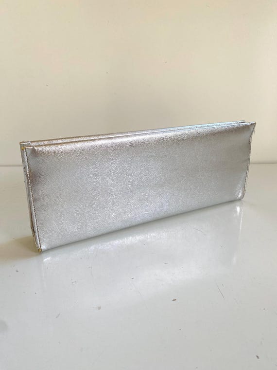 Vintage Silver Lamé Handbag Clutch Bag 1960s - image 1
