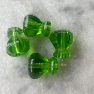 Vintage 1950s Hexagonal Glass Cabinet Knobs Drawer Pulls Green Clear Glass 1.75” Set of 4