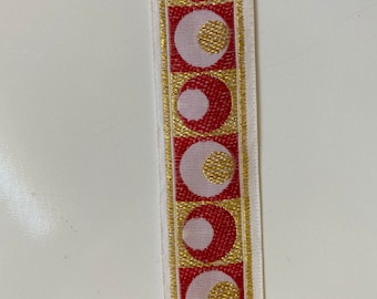 Vintage Jacquard Trim Metallic Gold Red 1970s 6 Yards