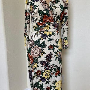 Vintage 1970s Floral Maxi Dress Polyester Hob-Nobber Naturally Small Repaired