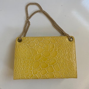 Vintage Faux Alligator Purse 1960s Mod Yellow