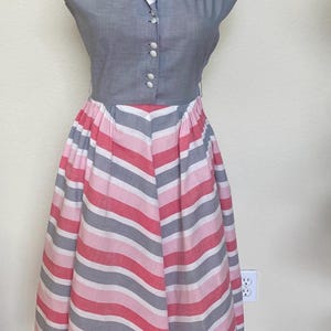 Vintage 1950s Cotton Day Dress Size Sm Med