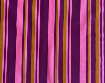 Vintage 1970s Polyester Knit Fabric Stripes Pink Purple Gold