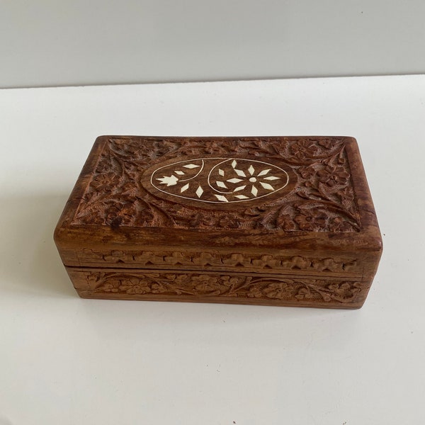 Vintage Indian Carved Wood Box