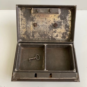 Vintage Metal Cash Box With Tray and Key Early 20th Century - Etsy