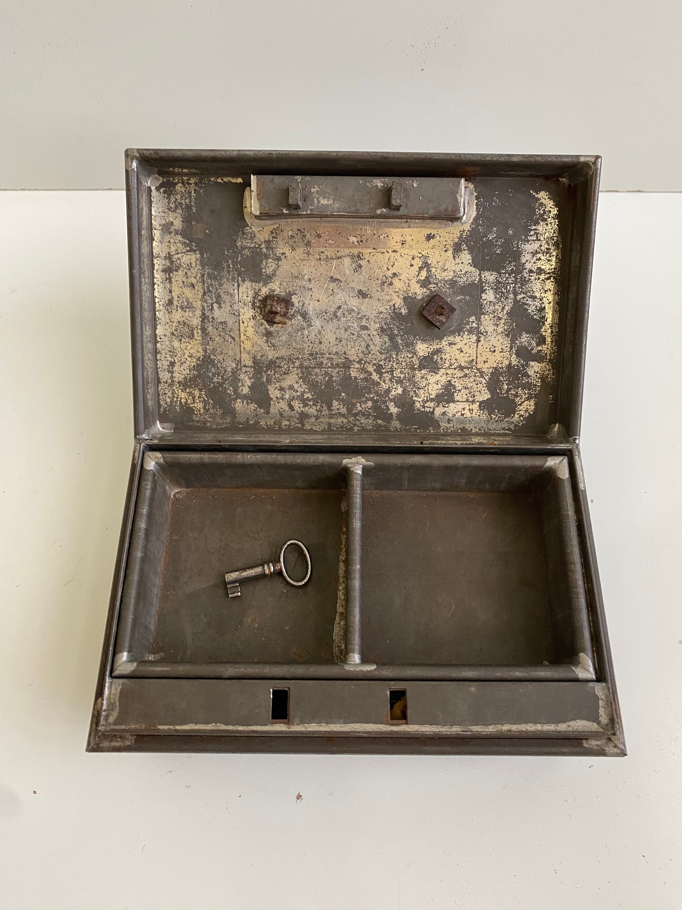 Vintage Metal Cash Box With Tray and Key Early 20th Century - Etsy