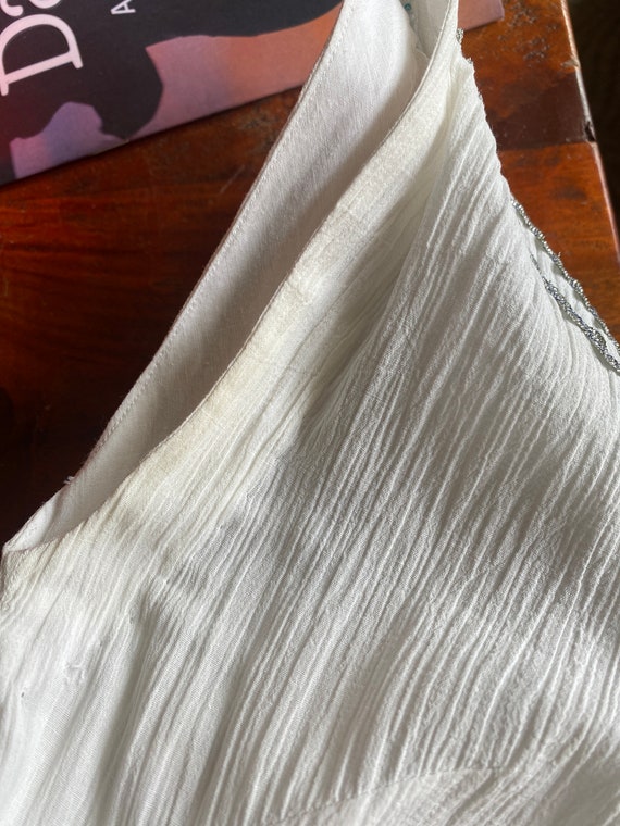 Vintage 1950s Patio Dress White Turquoise Silver View 6
