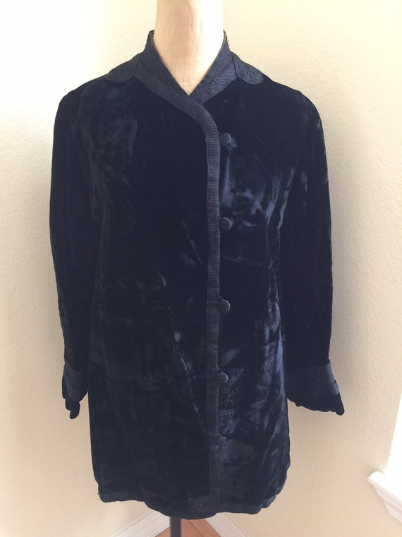Vintage Velvet Coat Black 1940s Fitted M J Steinbe
