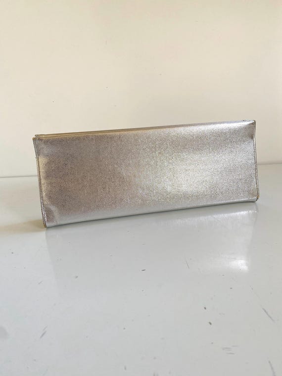Vintage Silver Lamé Handbag Clutch Bag 1960s - image 2