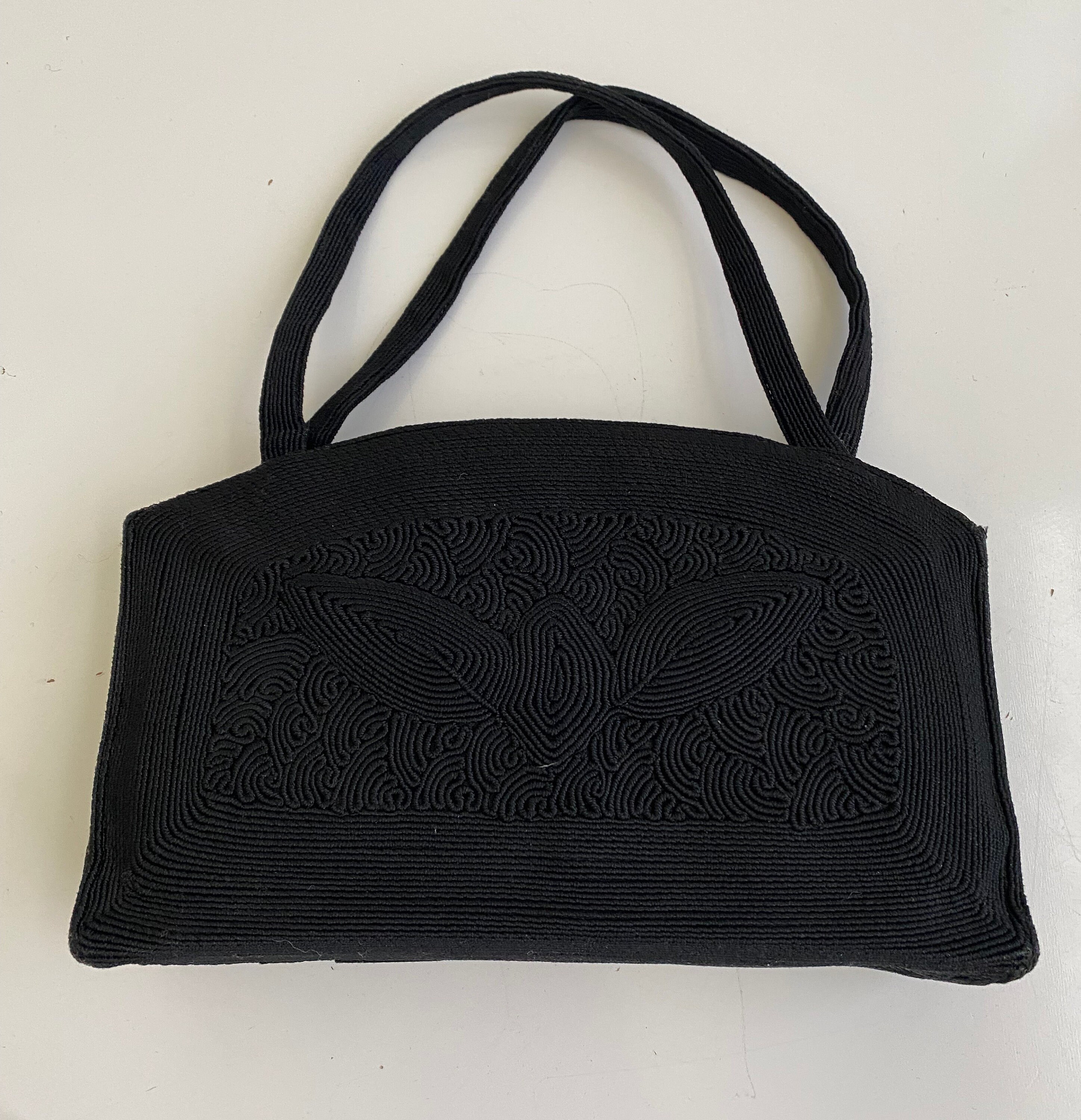 Vintage Black Corde Handbag 1950s Etsy