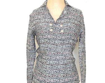 Vintage 1950s Thunderbird Fashions Southwestern Style Brocade Blouse XS