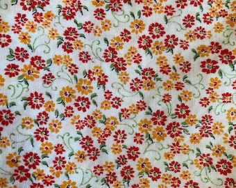 Vintage 1950s Floral Print Cotton Fabric