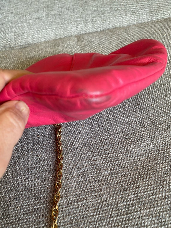 Vintage Hot Pink Shoulder Purse 1960s Mod Chain S… - image 6