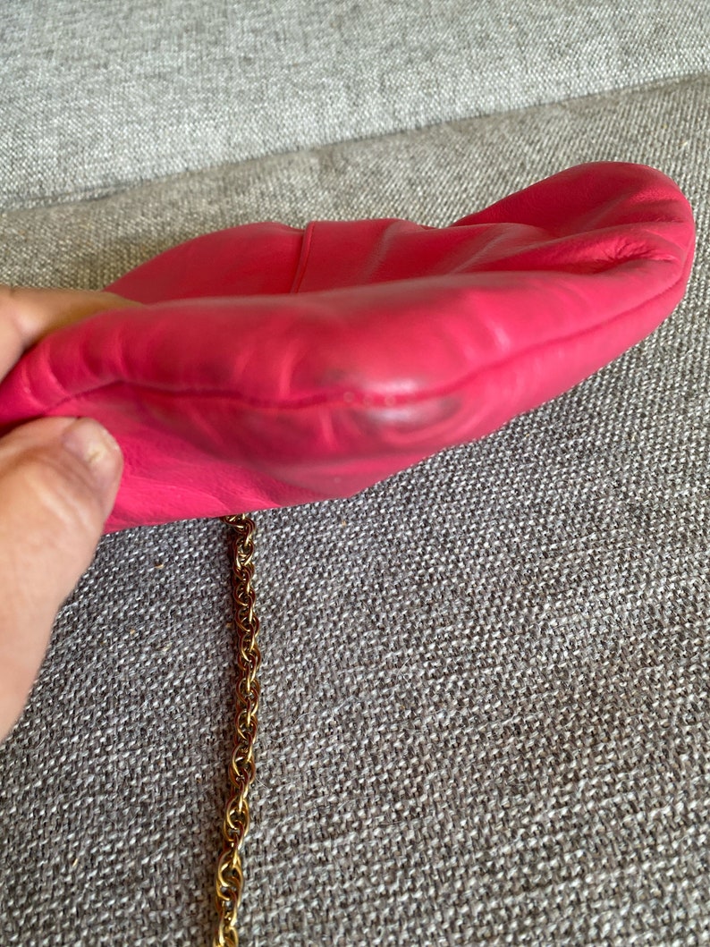 Vintage Hot Pink Shoulder Purse 1960s Mod Chain Strap image 6