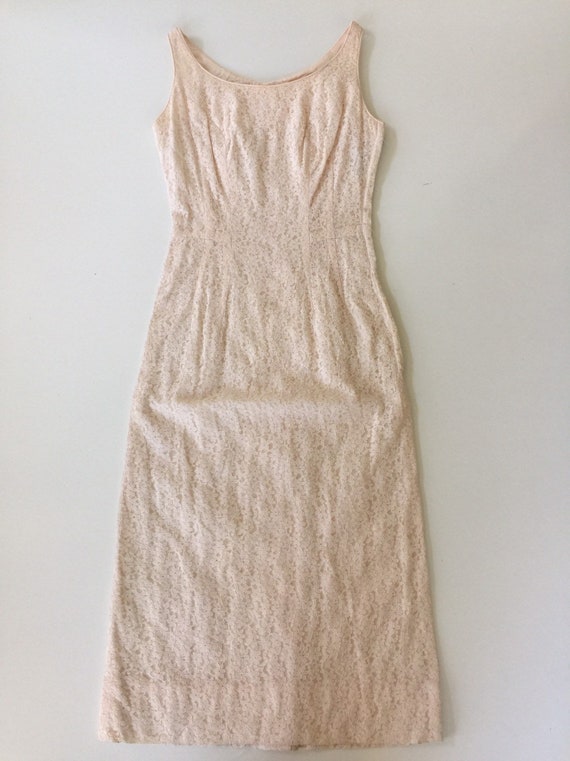 Vintage Lace Wiggle Dress 1950s Off White Small - Gem