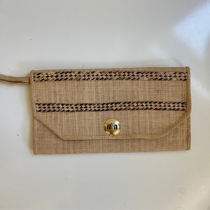 Vintage Woven Straw Clutch Handbag 1970s