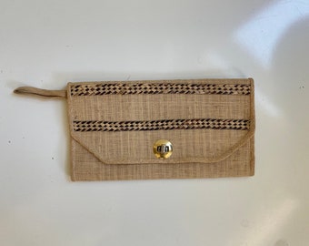 Vintage Woven Straw Clutch Handbag 1970s