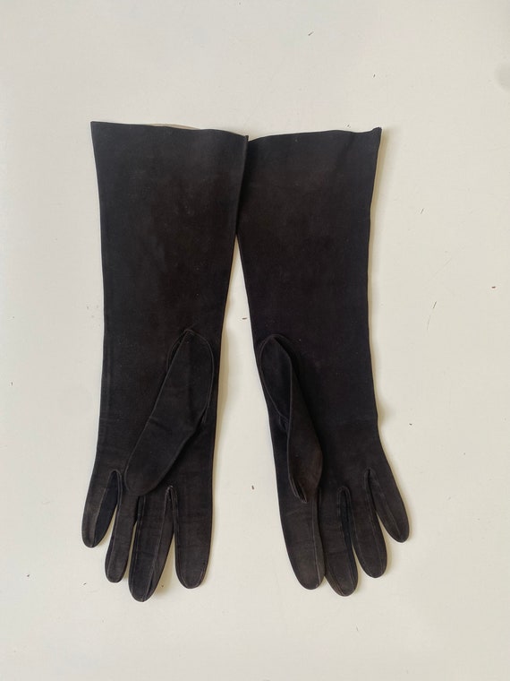 1930s French Suede Gloves Point de Beauvais Embro… - image 2