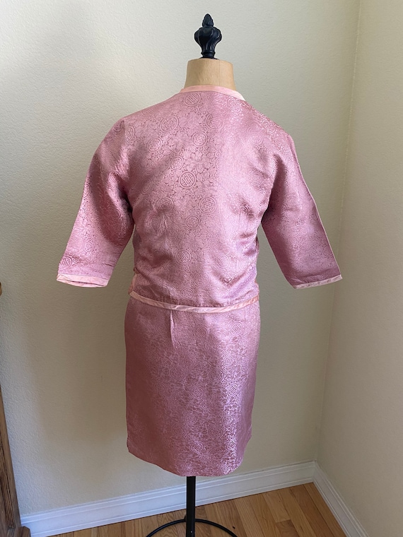 Vintage Satin Brocade Asian Suit Skirt, Jacket an… - image 3
