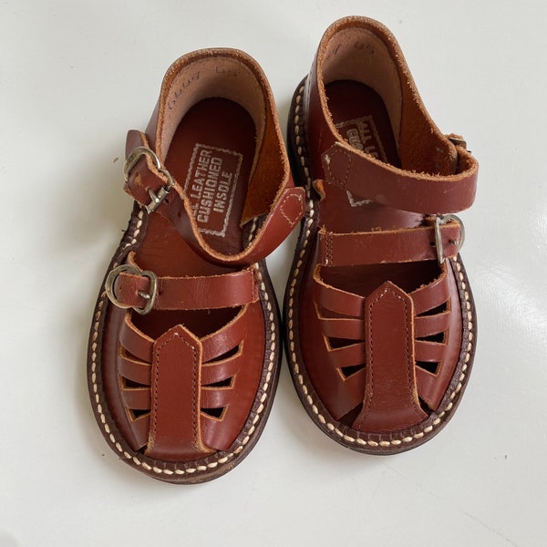 Vintage Toddler Baby Leather Sandals Fisherman Style
