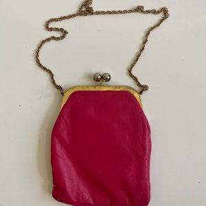 Vintage Hot Pink Shoulder Purse 1960s Mod Chain Strap image 2