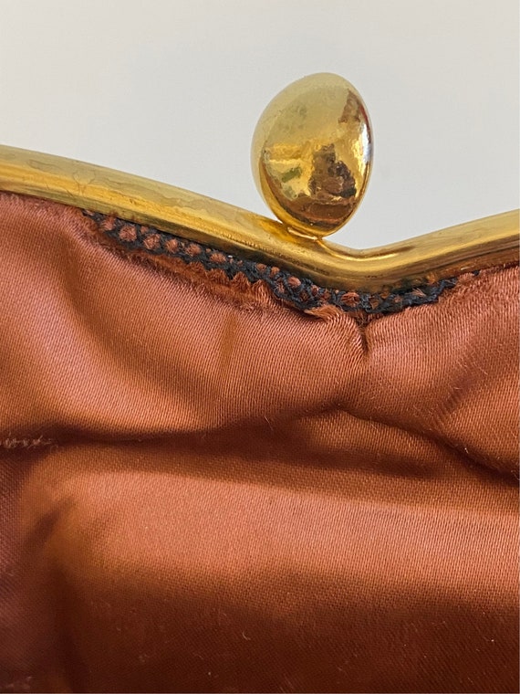 Vintage 1940s Dark Brown Fabric Handbag by Julius… - image 4