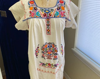 Vintage Mexican Embroidered Dress 70s