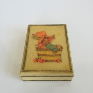 Vintage Trinket Box Decoupaged Cute 1970s Graphic