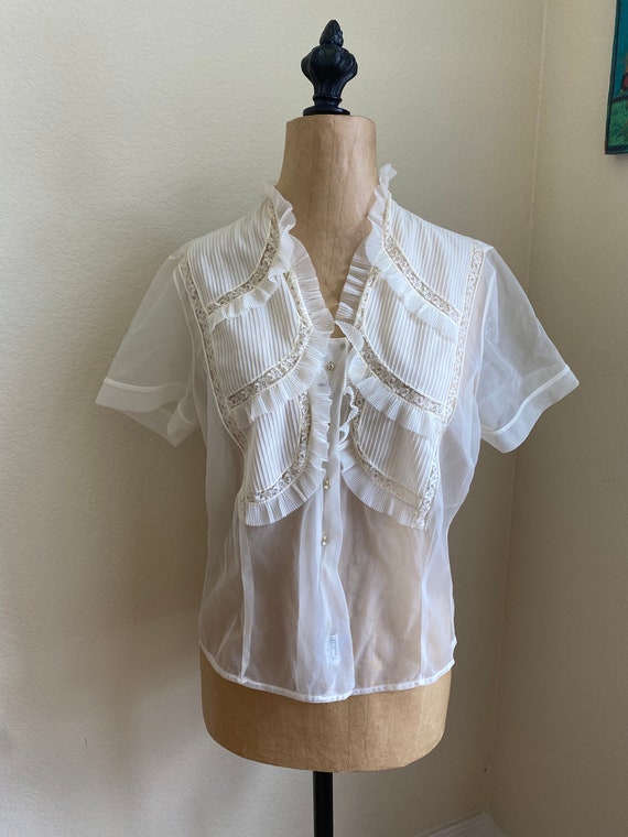 Vintage 1950s Sheer Nylon Blouse by Debcraft