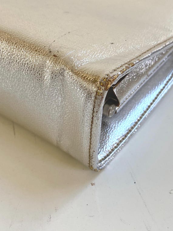 Vintage Silver Lamé Handbag Clutch Bag 1960s - image 5