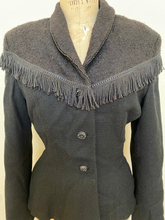 Vintage 1940s Suit Jacket Fringed Wool